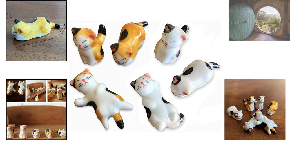 Durable Cute Cat Ceramic Chopsticks Rest – 6PCS for Fun Dining Experiences