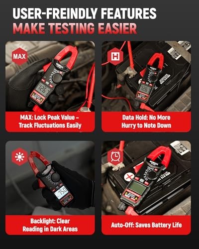 Digital Clamp Meter, Portable Size, 2000 Counts, Measures High AC Current