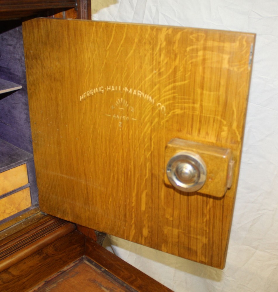 Oak Carved Drop front Desk – Hidden jewelry Safe inside