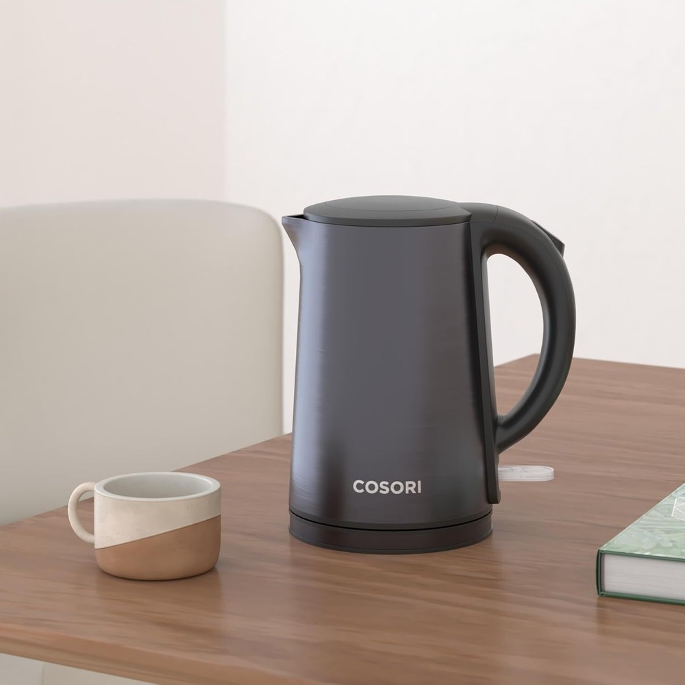 Electric Kettle, Stainless Steel Thermos, Automatic Shut-Off, Black