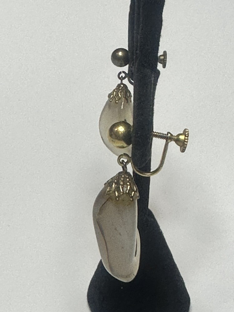 Honey Quartz Polished Pendant Screw back Earrings