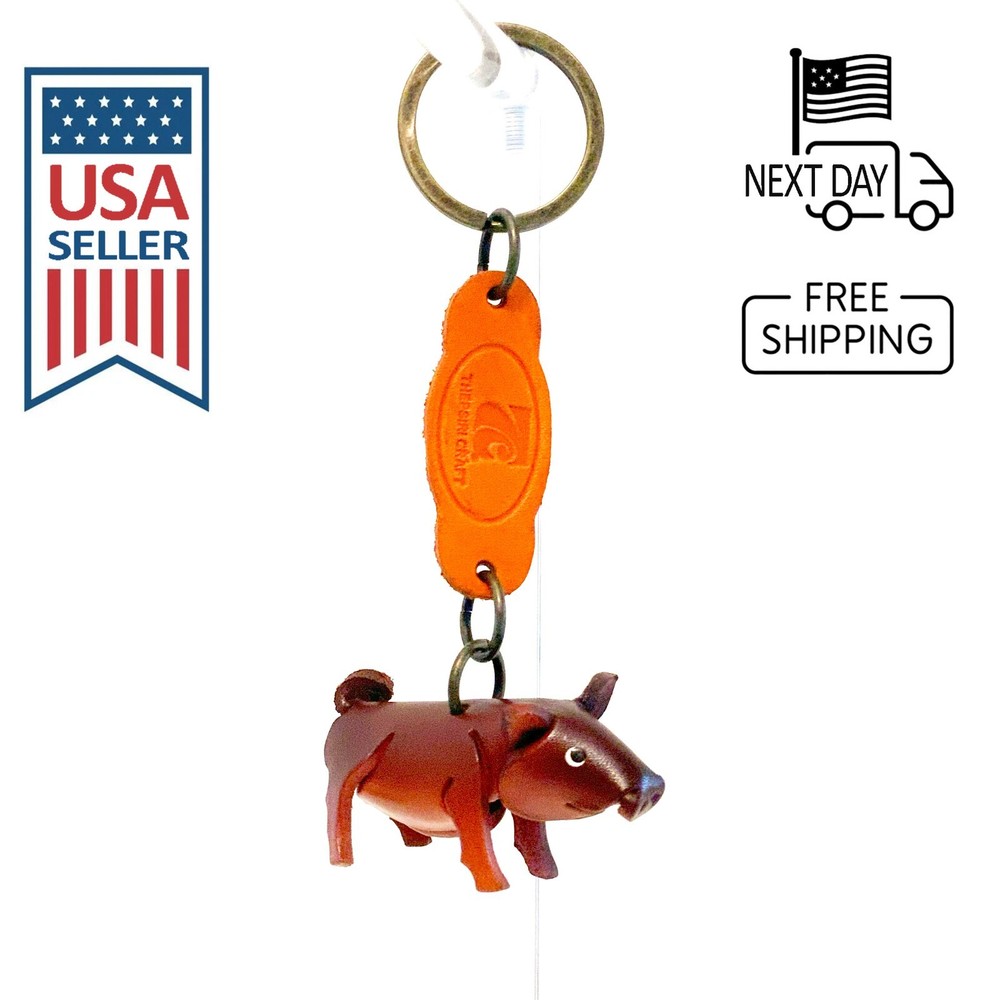 Pig (Brown) Handmade Leather Keyring