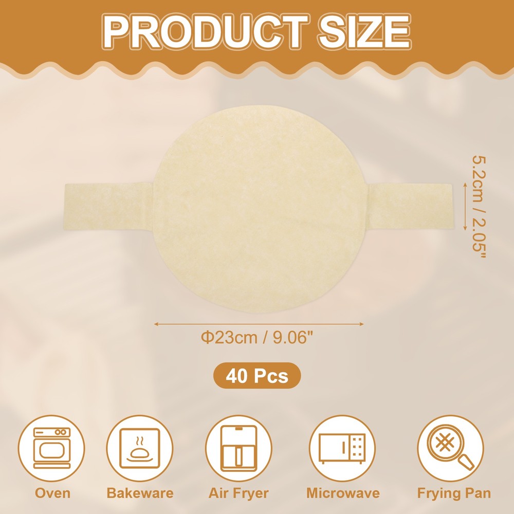 40 Sheets Parchment Paper Rounds, 9" Circle Baking Sheets, Brown