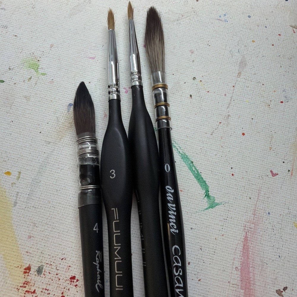 4 Watercolor Brushes, Used Once