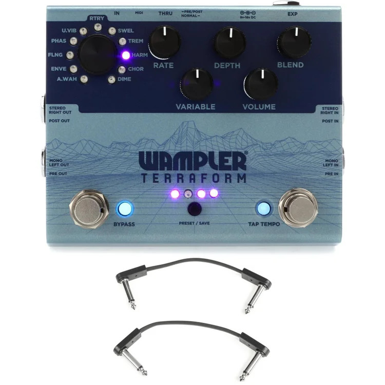 Wampler Terraform Modulation Multi-effect Pedal with EBS Patch Cables