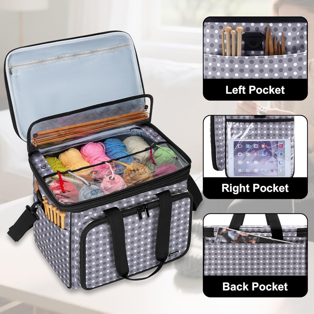 Durable Knitting Bag with Adjustable Strap and Protective Cover - Ideal Gift