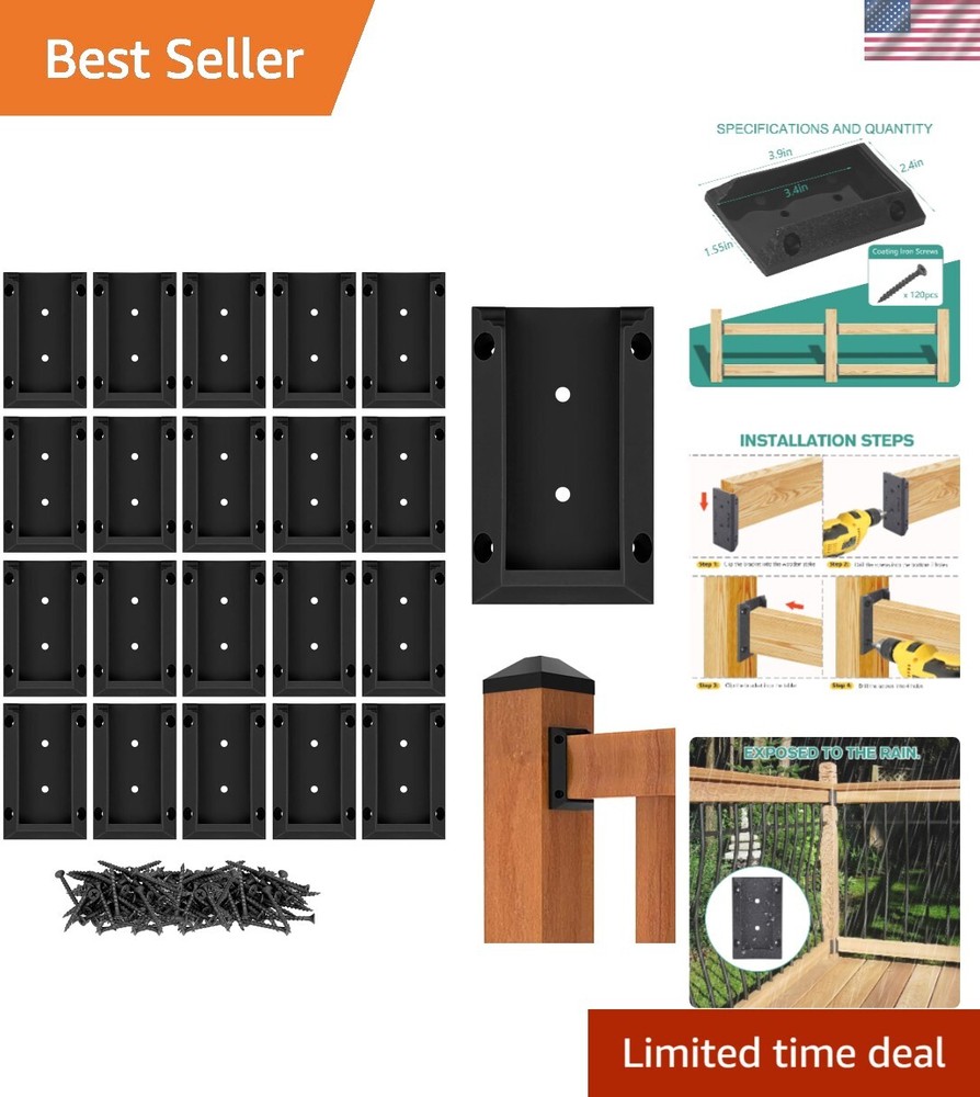 20-Pack Nylon Deck Railing Connectors with 120 Screws - Durable & Easy Install