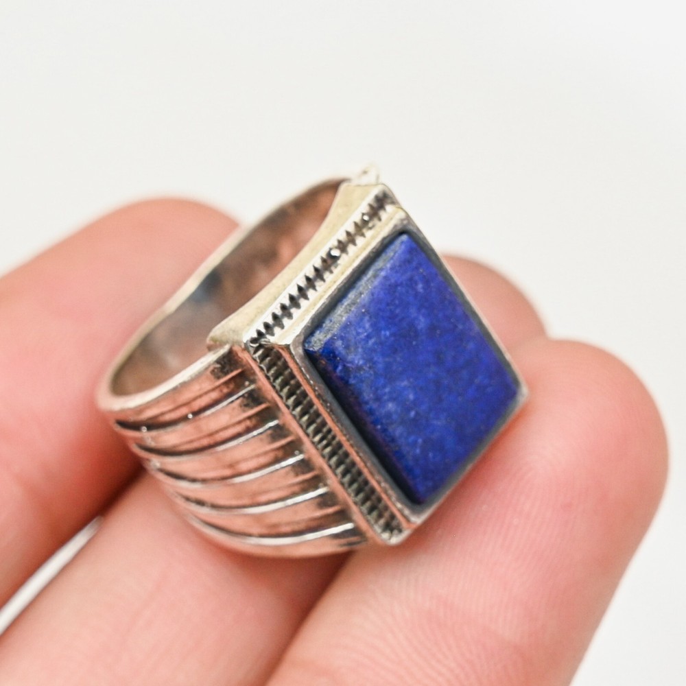 Lapis Lazuli Ring Solid 925 Sterling Silver Statement Men's Ring, All Size M188