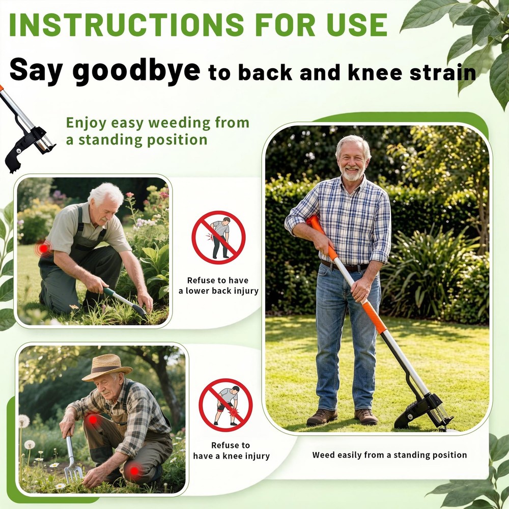 Standing Weed Puller Tool with 4 Claws, Upgraded Weed Remover Tool with Long ...