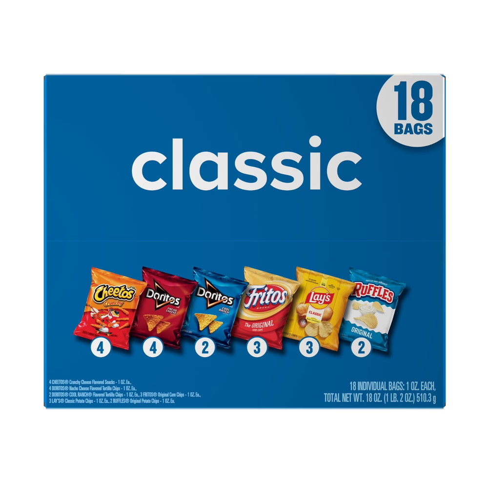 Frito Lay Classic Mix Chips Variety Pack, 1 oz, 18 Count