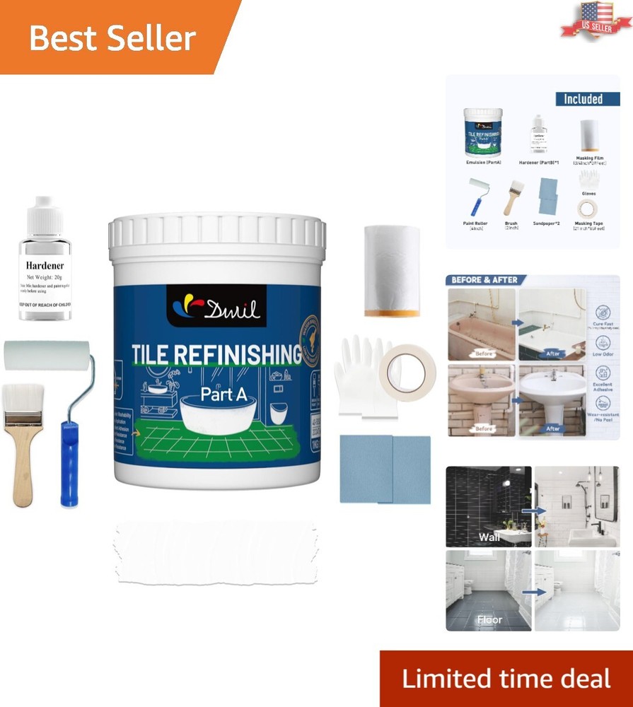 Fast-Drying Bathtub Paint Kit - Low Odor Semi-Gloss Finish - Easy Application