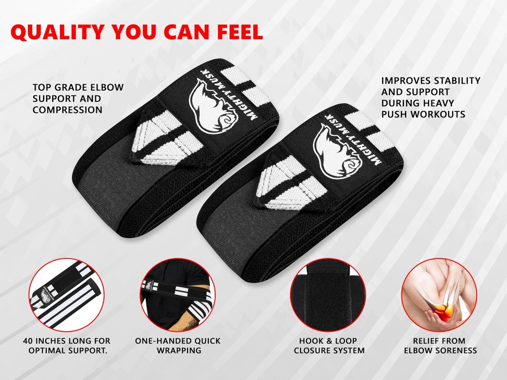 Flexible 40-inch Elbow Compression Strap and Joint Support White Striples