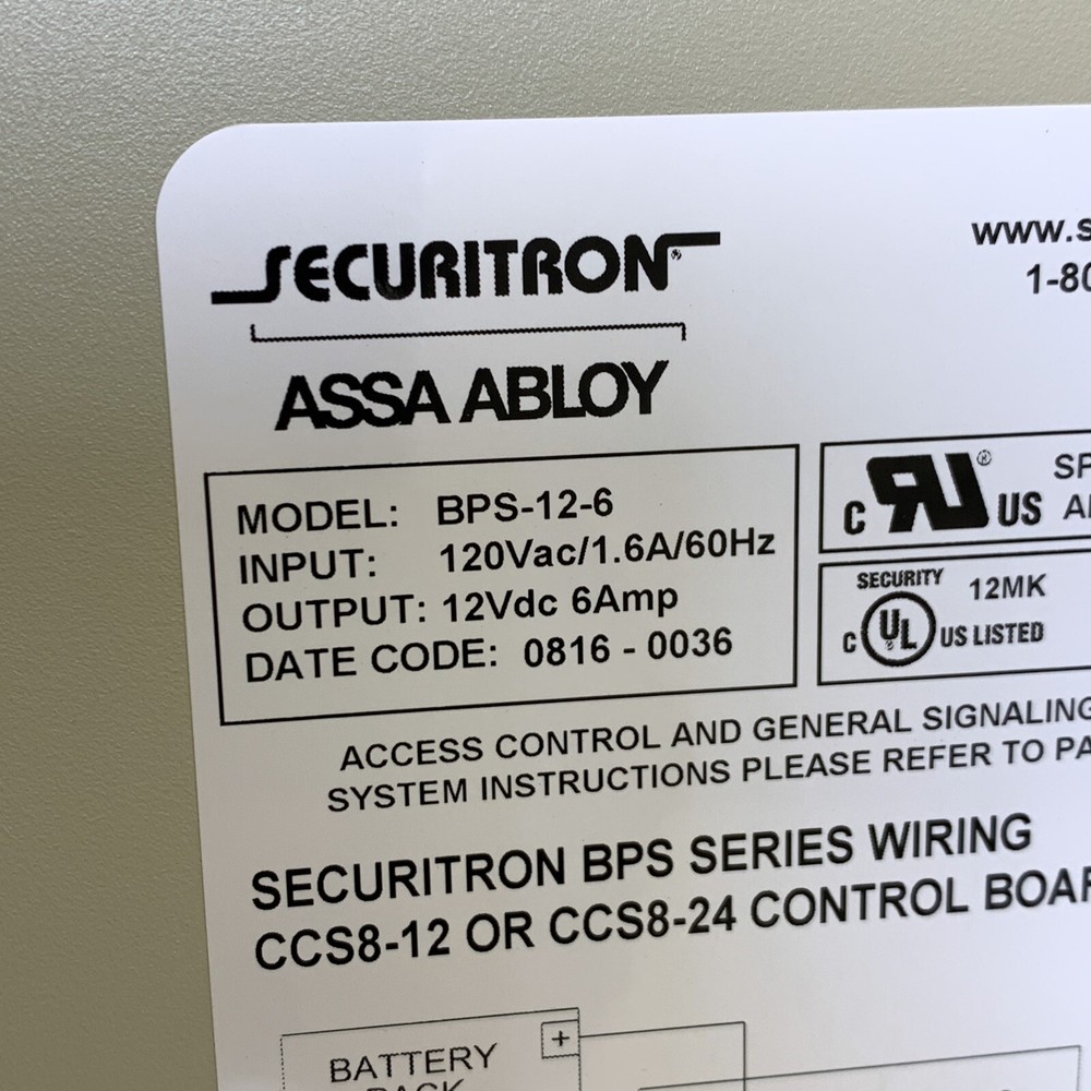Securitron BPS-12-6 BPS Boxed Power Supply 12VDC 6A