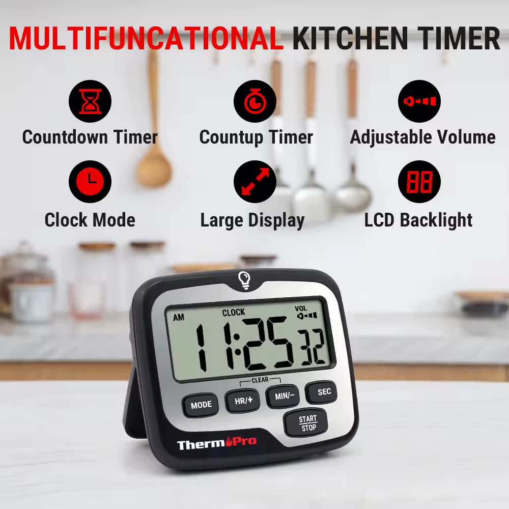 ThermoPro TM01W Large LCD Display Strong Magnetic Kitchen Cooking Digital Timer