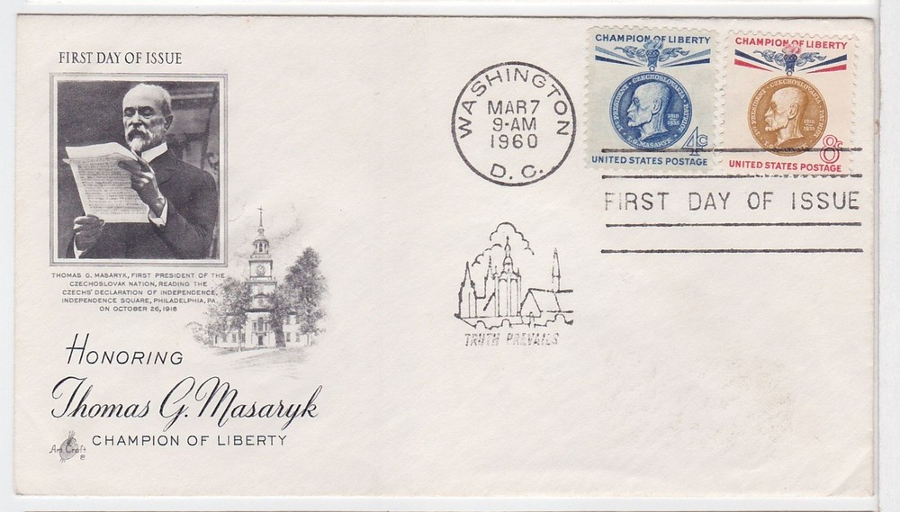 TurtlesTradingPost - Thomas G. Masaryk 1960 #1147-48  Artcraft Cachet FDC