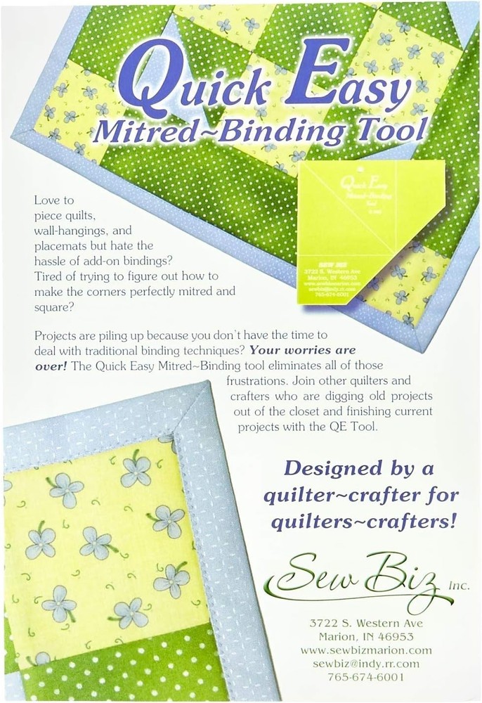 Fabric Miter Binding Tool Quilting Crafting Easy Corner Square Seam