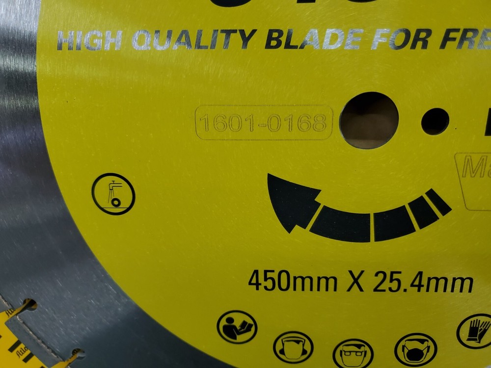 18" Segmented Fresh Concrete Diamond Saw Blade, Atlas Copco, e450F, 450mm