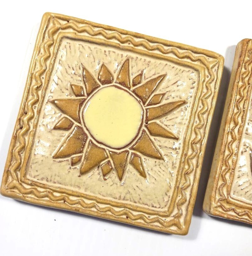 Sun and Moon 4x4 handmade art tile set