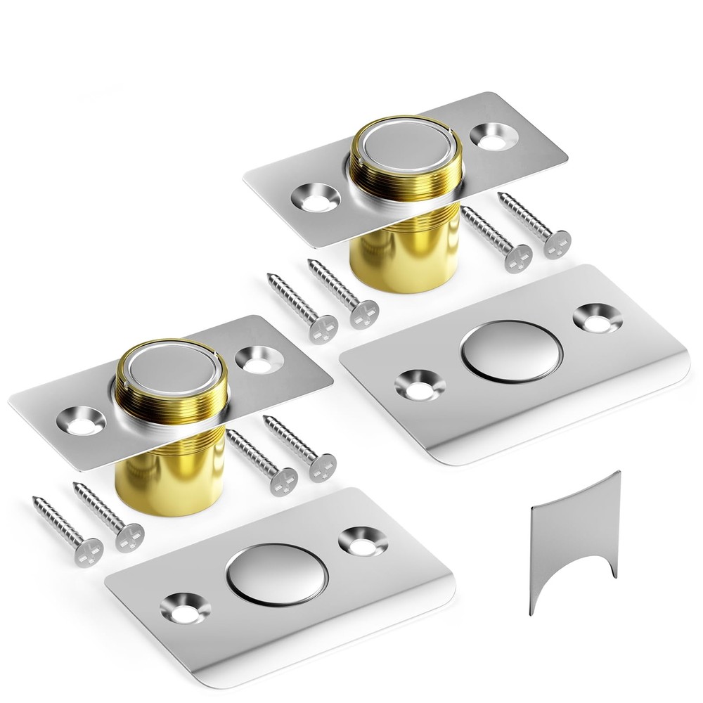 Tonitrui Silent Ball Catch, Adjustable Strong Magnet Door 2 Pack, Silver