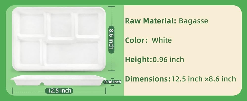 Kids Small 5-partment Paper Plates, postable Divided