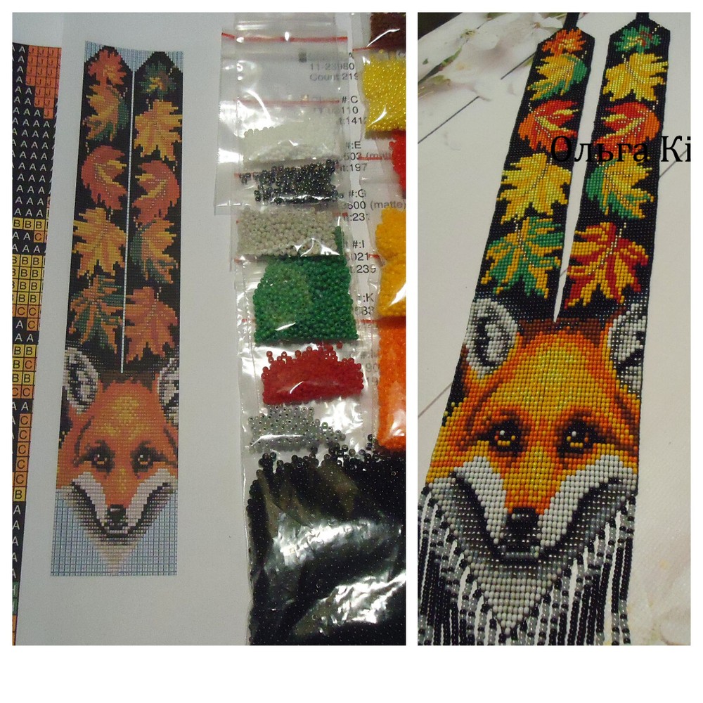 Kit for making a necklace gerdan. Beading Loom Pattern. #F1b