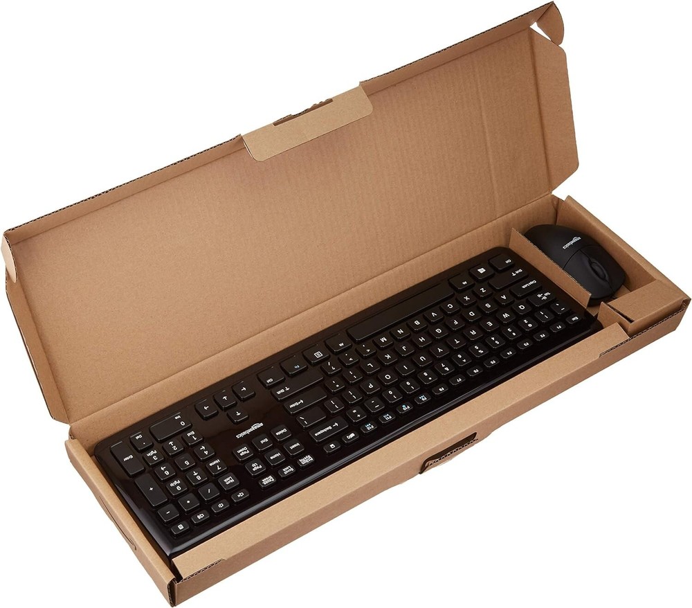 NEW - AMAZON BASICS WIRED KEYBOARD AND MOUSE COMBO