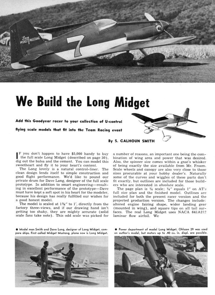 Model Airplane Plans (UC): Long Midget Scale 32" Goodyear Racer .29-.32 Engine
