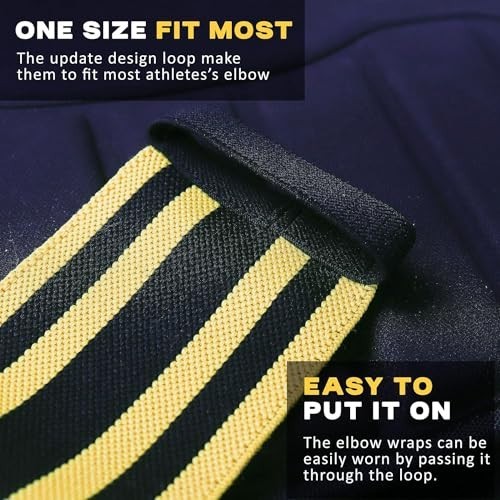 Elastic Elbow Wraps for Weightlifting & Powerlifting - Compression Support Strap