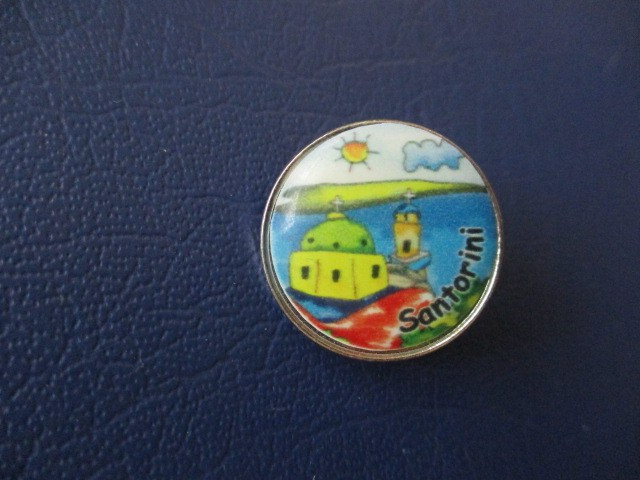 Vintage Santorini Greece Pit Hat Lapel B12