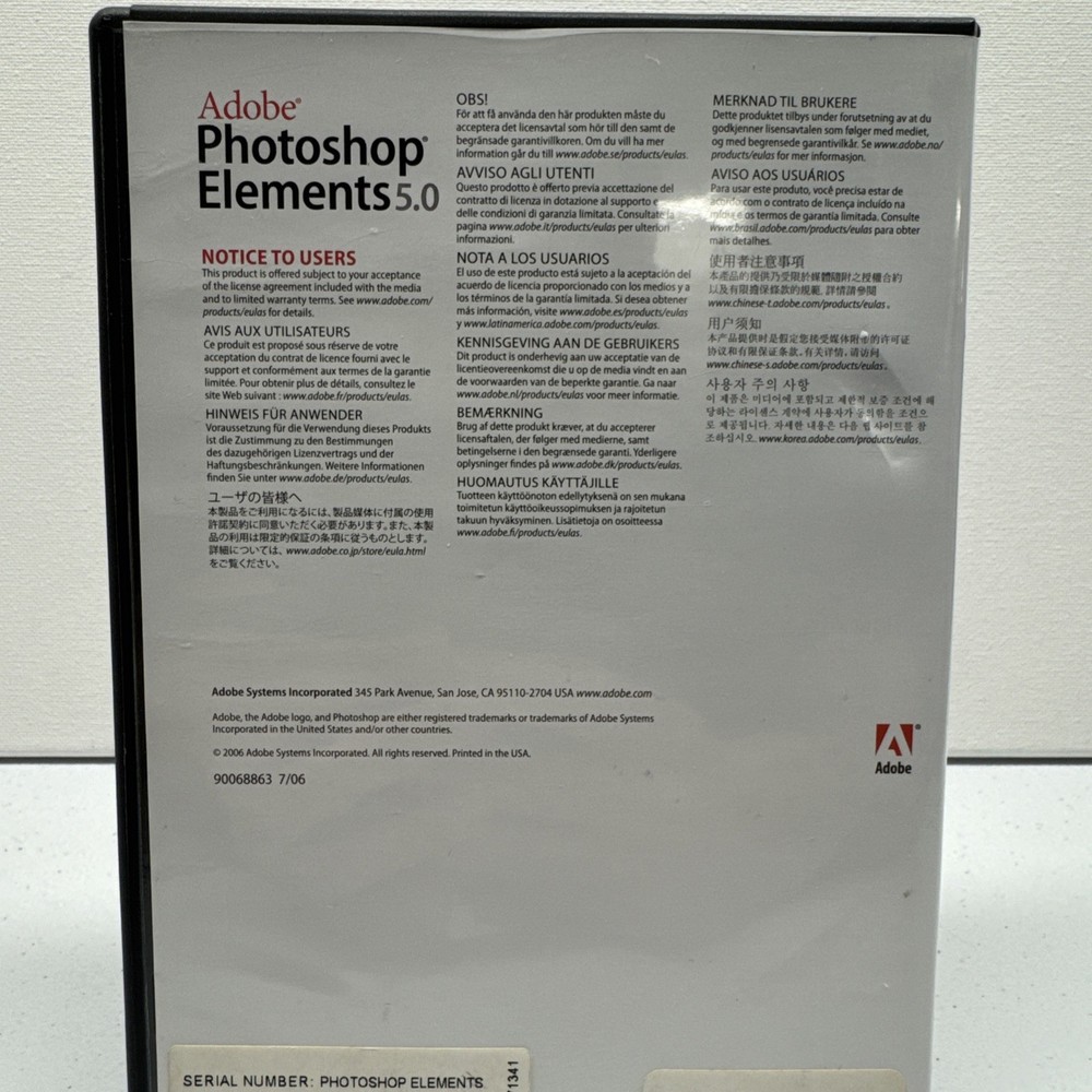 Adobe Photoshop Elements 5.0 Software With Inserts