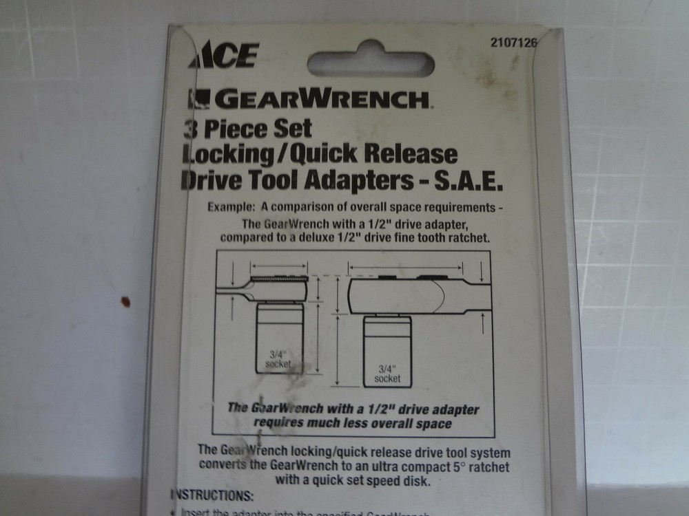 Ace 3 Pc. Locking Quick Release Drive Tool Adapter Set (2107126)