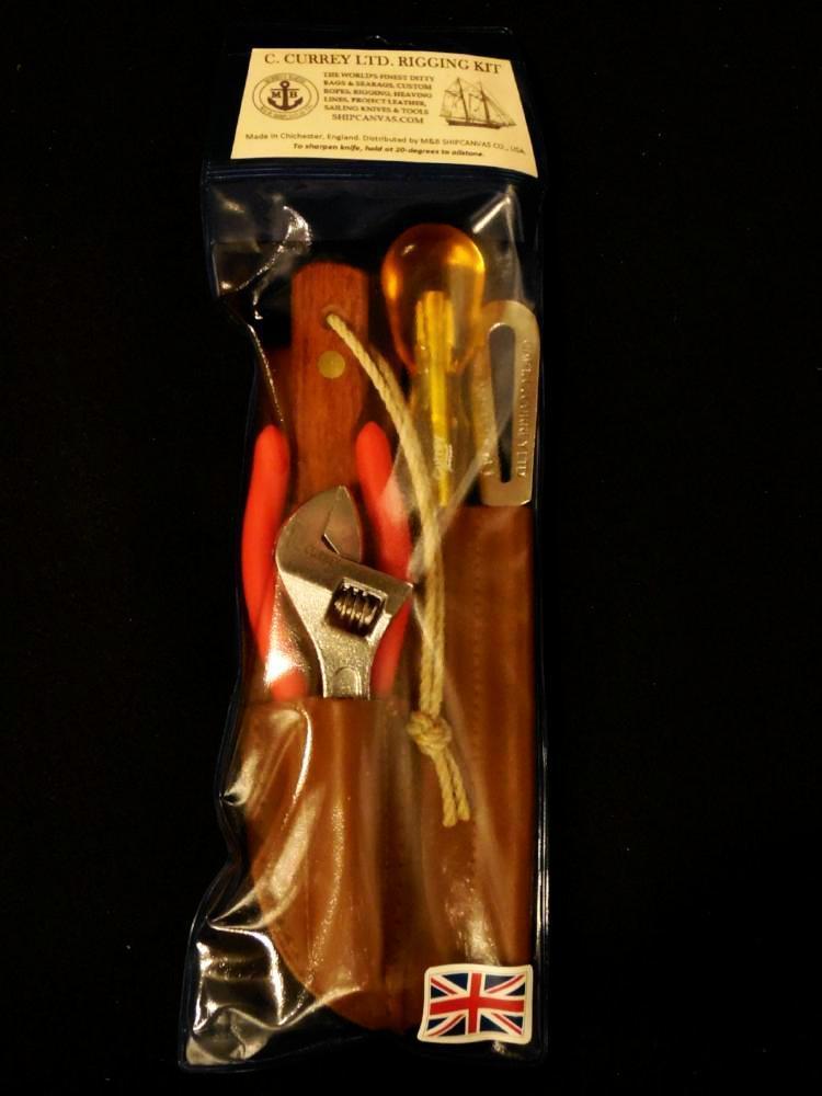 Captain Currey Deluxe 5-Pc Rigging Knife, Marlinspike Tool Kit w/ Leather Sheath