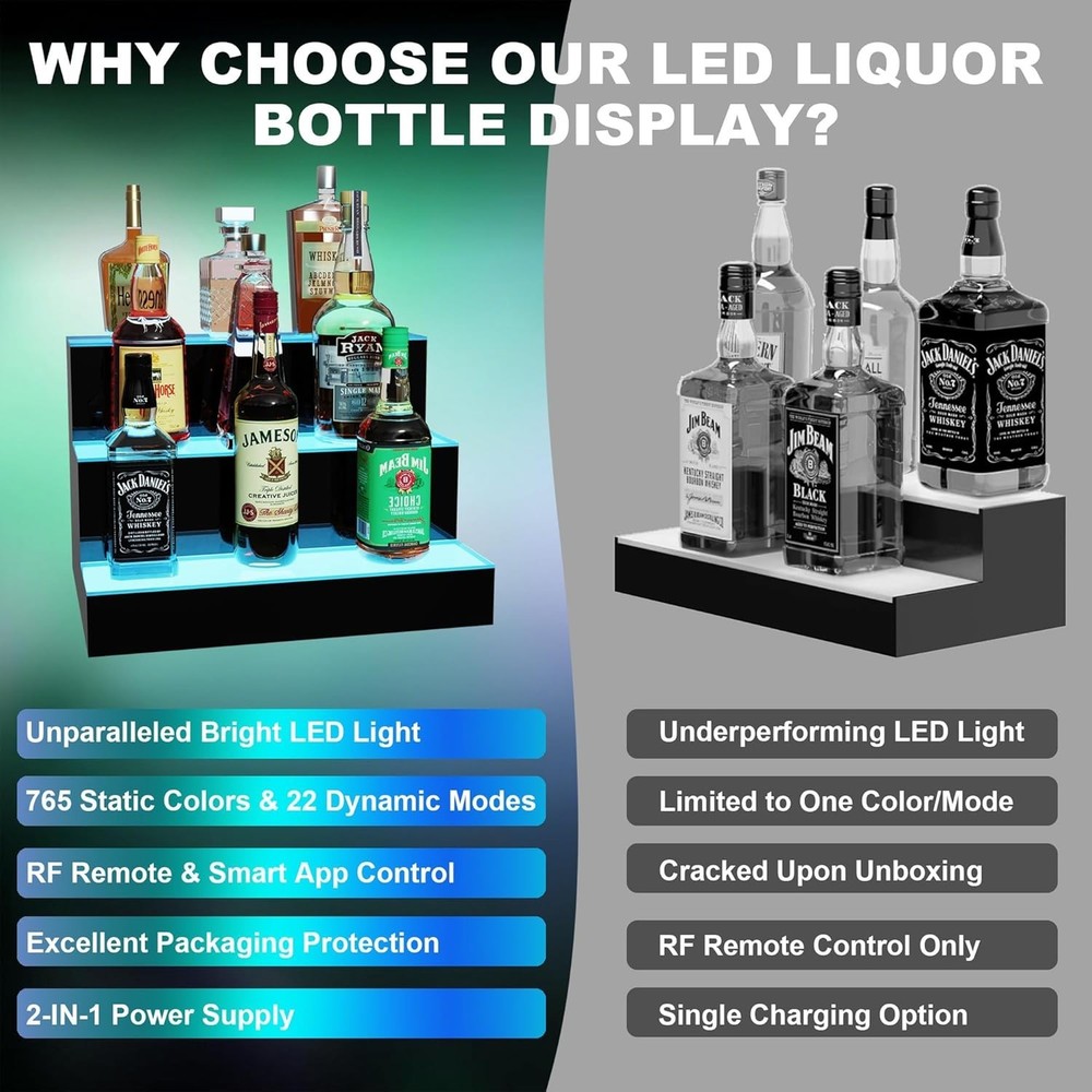 MESAlLUP 24 Inch LED Liquor Bottle Display - Remote Control