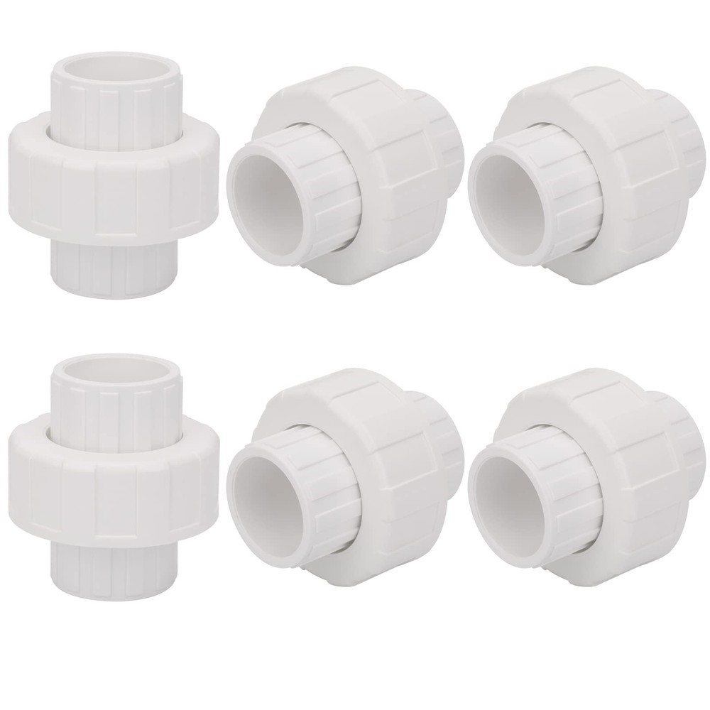 6Pcs 3/4" PVC Union Coupling Pipe Fitting (Socket x Socket) 3/4Inch, White