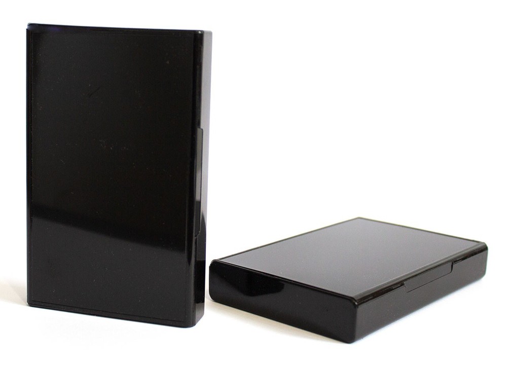 5 Cassette Tape Cases - Black Front + Black Back - Empty Plastic