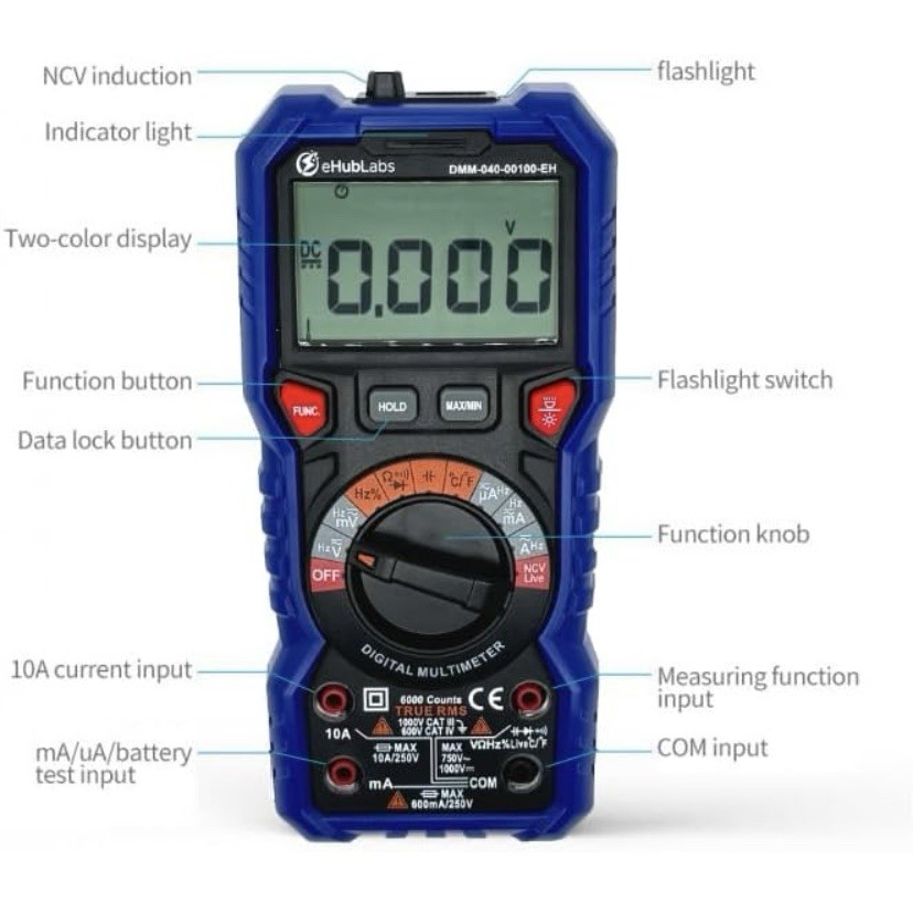 Digital Multimeter TRMS 6000 fast auto range voltmeter Current Resistance CATIII