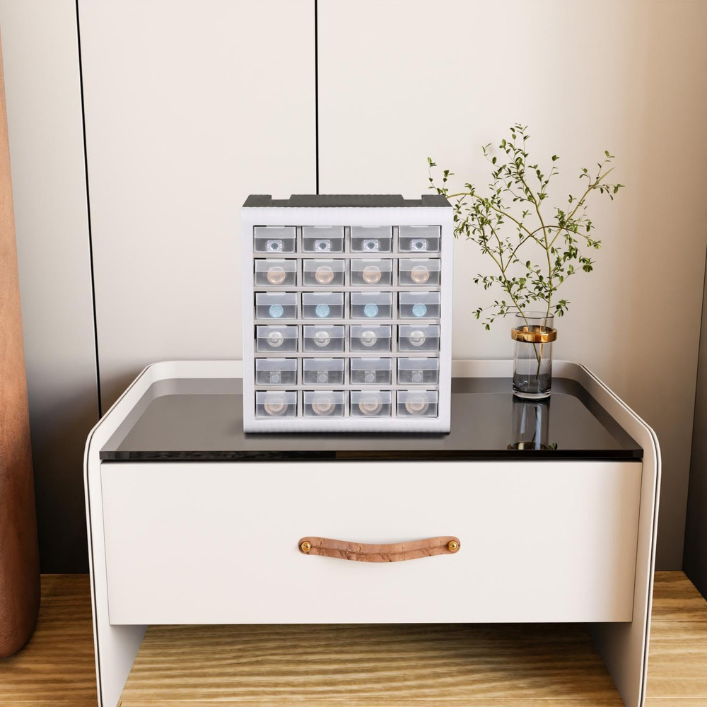24-Drawer Plastic Parts Organizer for Tools, Screws, and Small Components