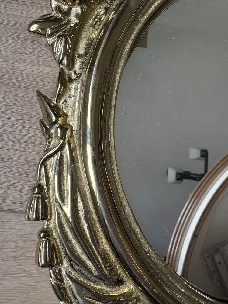CIVIL WAR ERA SOLID BRASS EAGLE FEDERAL SHIELD MIRROR FRAME VINTAGE