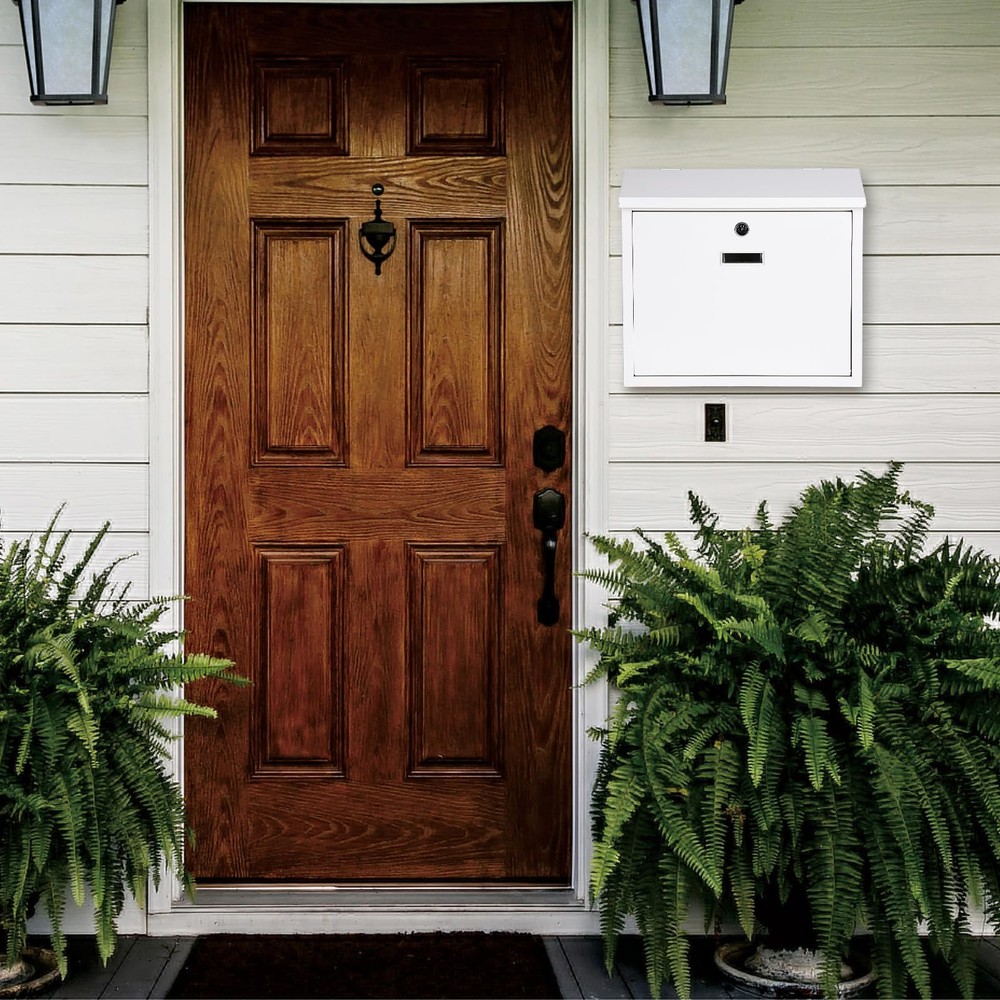 xydled Mail Boxes with Key Lock,Locking Mailbox Wall Mounted,Security White