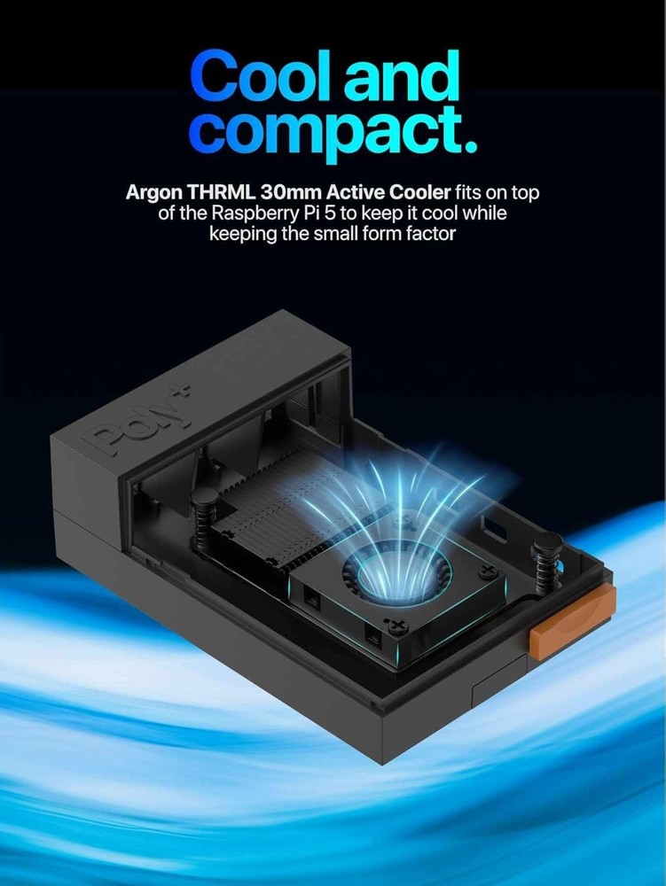 Argon Poly+5 Raspberry Pi 5 Case with Active Cooler | Pi 5 case, Pi 5 Active Coo