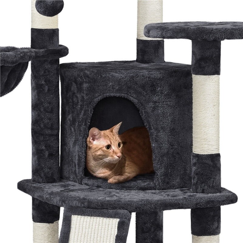 42" Multilevel Cat Tree Tower W/ Condo Perches Scratching Posts Elastic Ball New