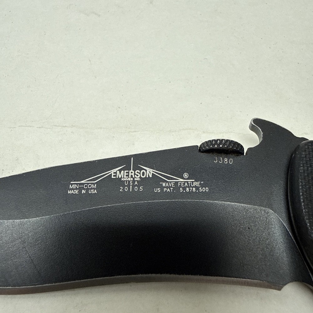 2005 Emerson Mini Commander Wave Feature Black G10 Grips Mini Com