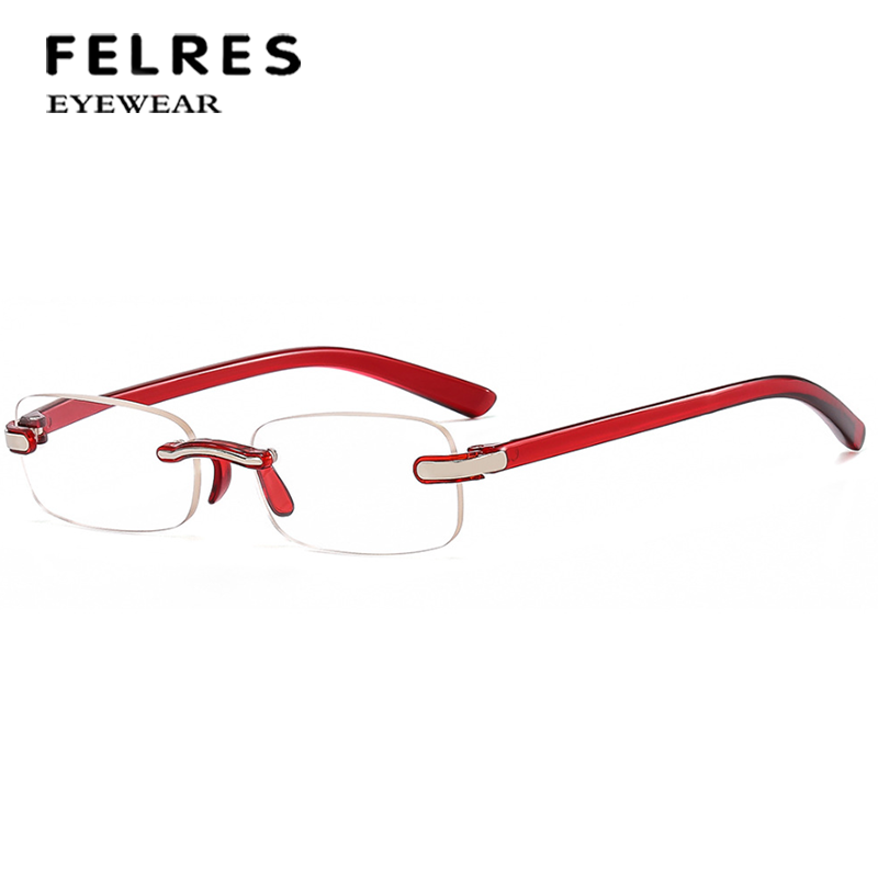 Women Square Rimless Blue Light Blocking Reading Glasses Small Frame Glasses New