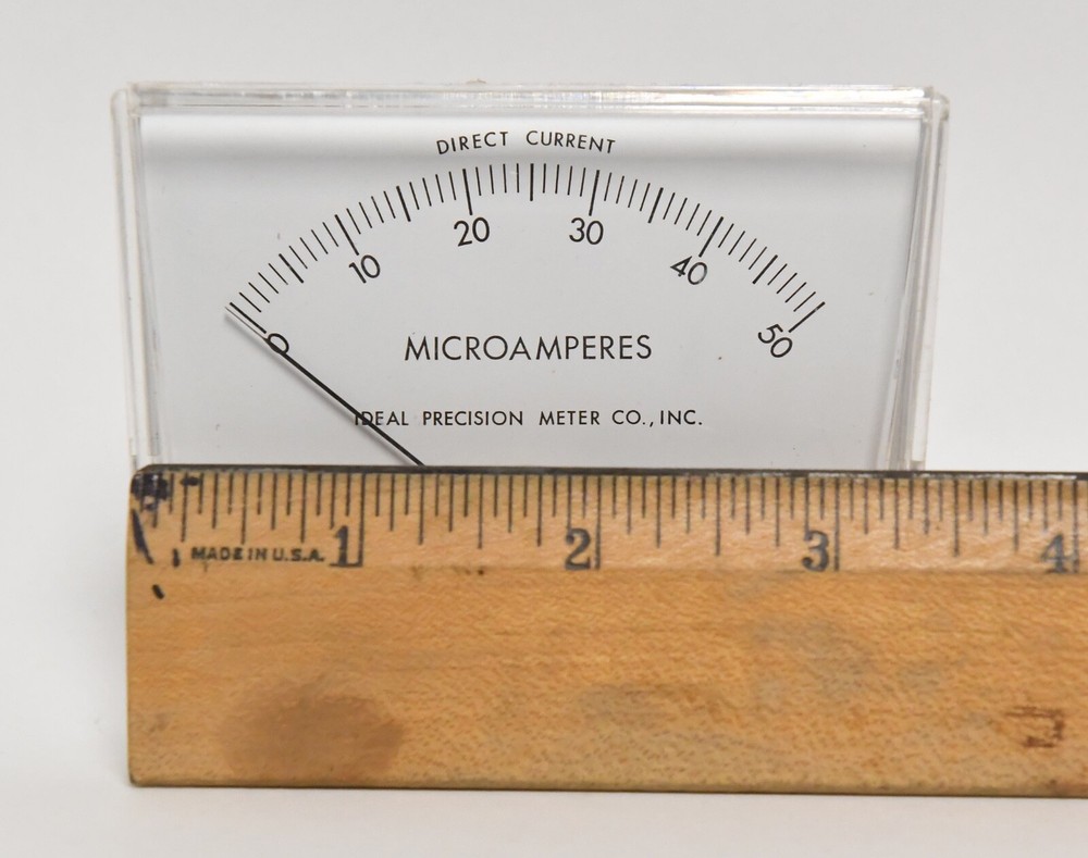INDUSTRIAL IDEAL MICROAMPERES METER MODEL 350PI-C NOS STEAMPUNK WITH BOX