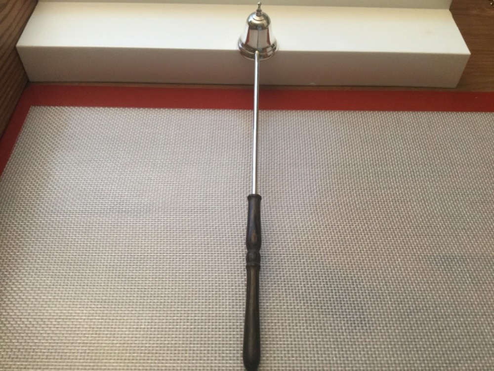 Vintage WEB Sterlin Silver Candle Snuffer W/Turned Ebony Handle