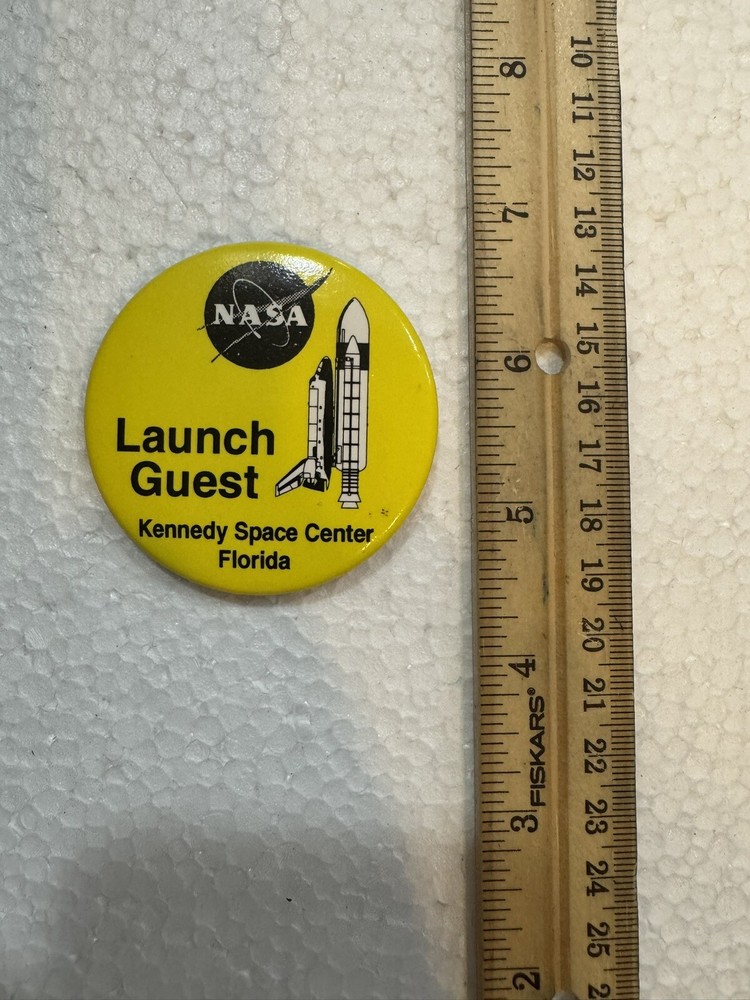 NASA Space shuttle LAUNCH GUEST BUTTON -  Yellow