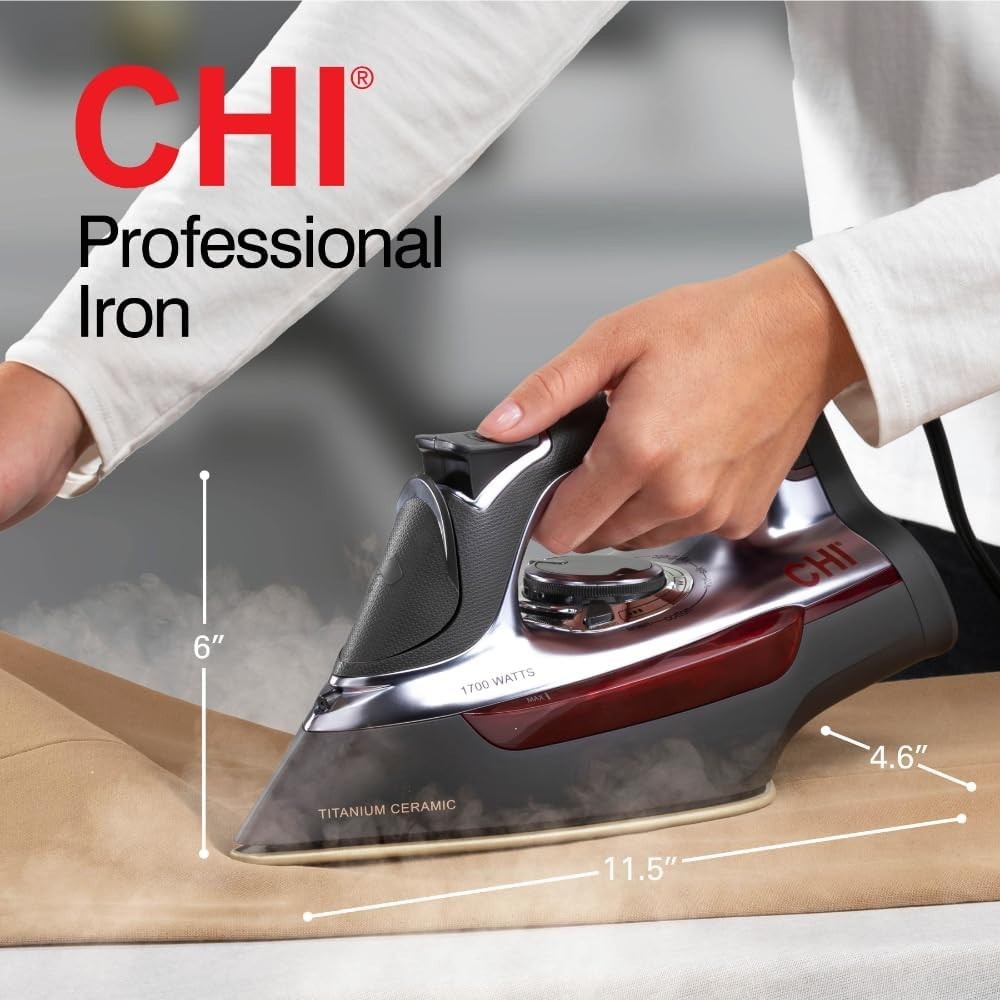 CHI Professional Iron: Steam Burst, Vertical Steaming, Scratch-Resistant Design