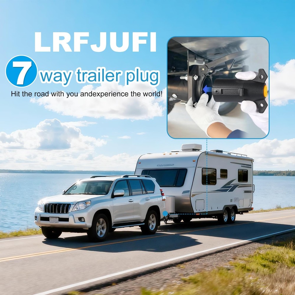 2 Pack Premium 7 Pin Trailer Plug With Built-In Brass Terminals, black