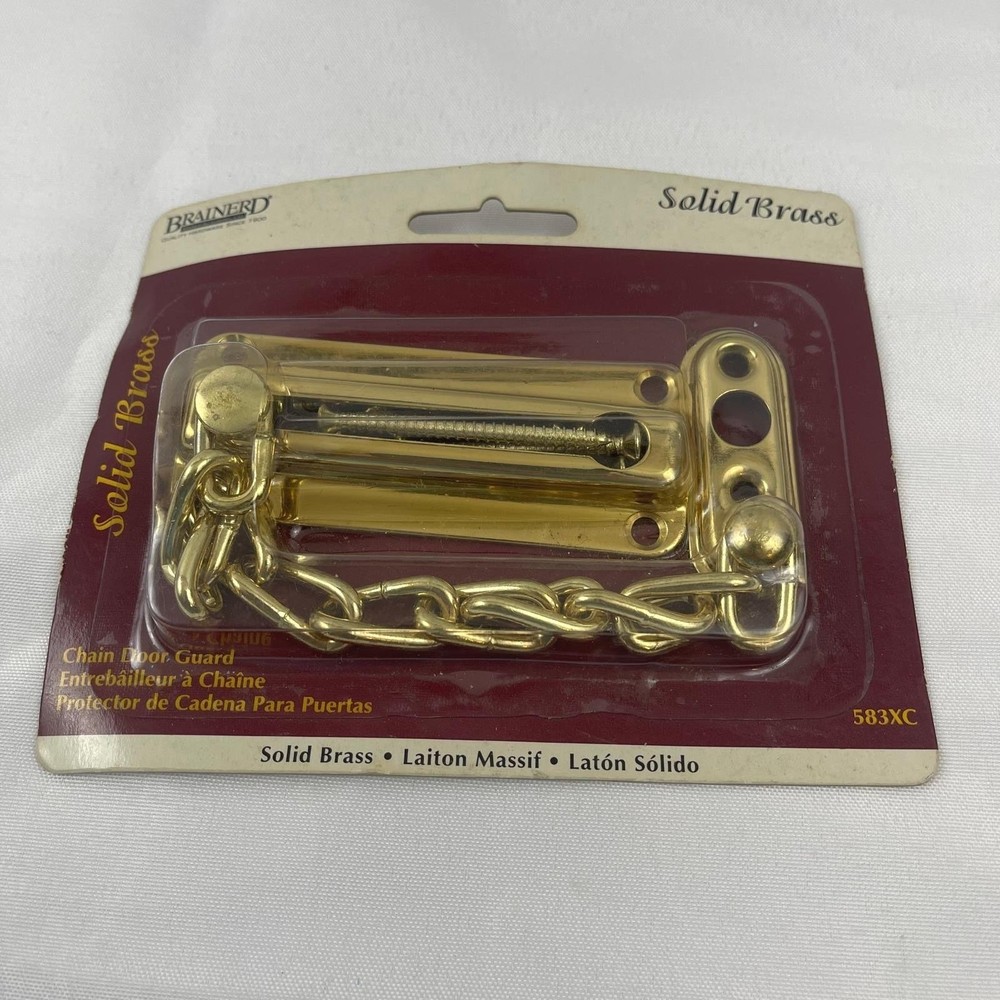 Brainerd Solid Brass Chain Door Guard Security Latch Polished Gold Finish 583XC