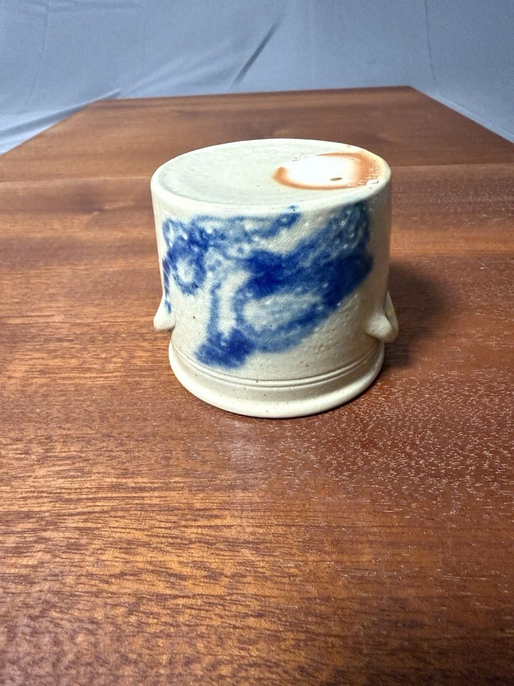 Rustic Studio Pottery Mini Crock Cobalt Blue Primitive Stoneware Crock